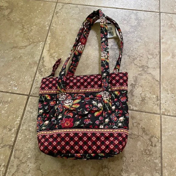 Vera Bradley Quilted Cotton Shoulder Bag Floral Plaid Print NWT - Picture 2 of 5